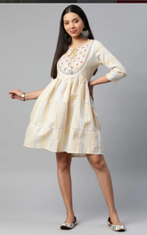 Women's Casual Cotton Dress in Yellow